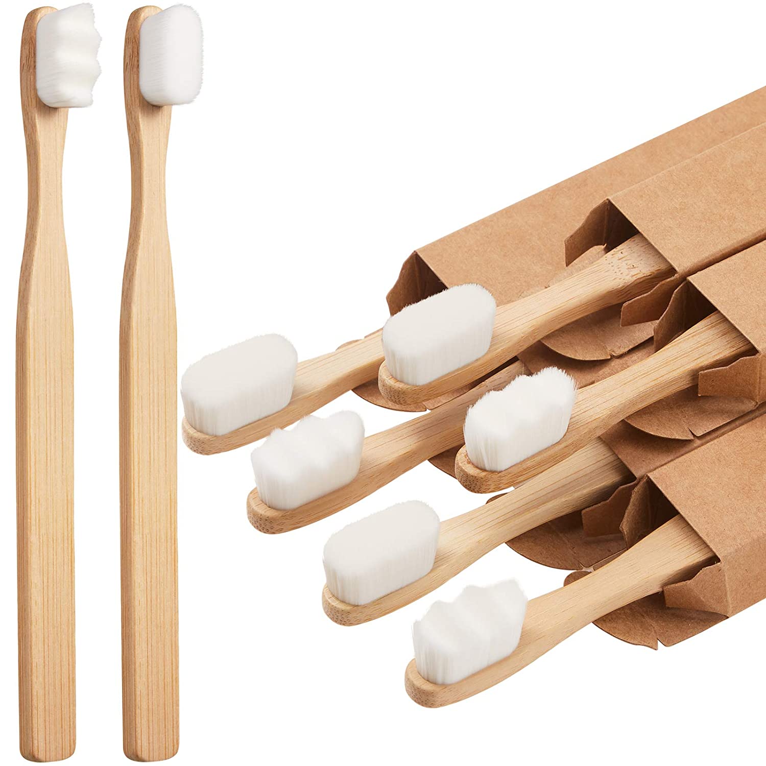 Ultra Soft Toothbrush Biodegradable Bamboo Toothbrushes 20000 Soft-bristled Reusable Wooden Micro Nano Brush for Fragile Teeth