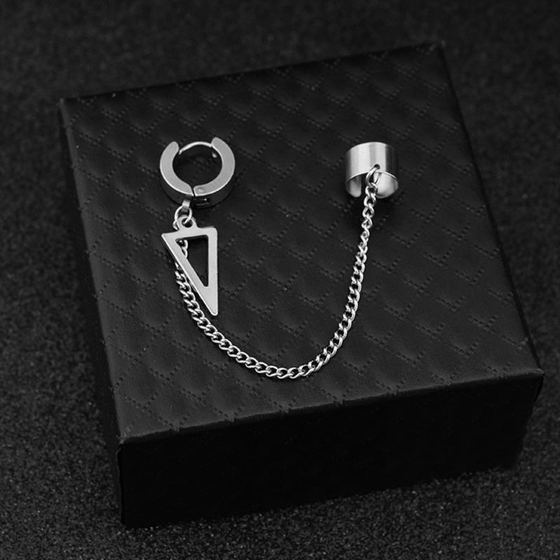acier inoxydable oreille chaîne clé serrure lame pendentif hommes femmes boucle d'oreille couleur