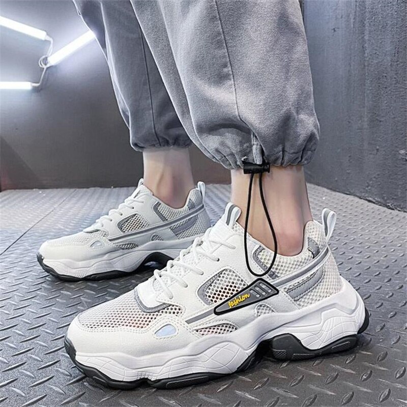 Zapatillas deportivas de malla transpirable para hombre, zapatos informales gruesos y planos, a la , para Primavera,