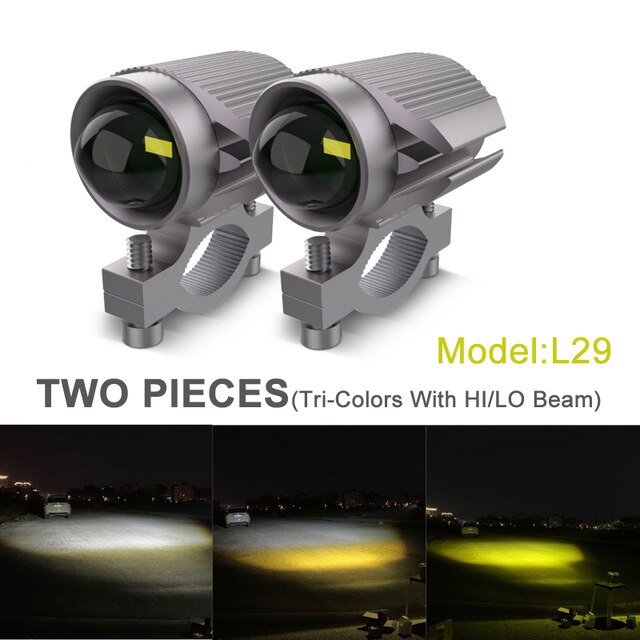 15W Tri-Model Kleur Motorfiets Led Koplamp Extra Styling Licht Accessoire Projector Lens Auto Rijden Spot Fog Drl suv: 2pcs L29