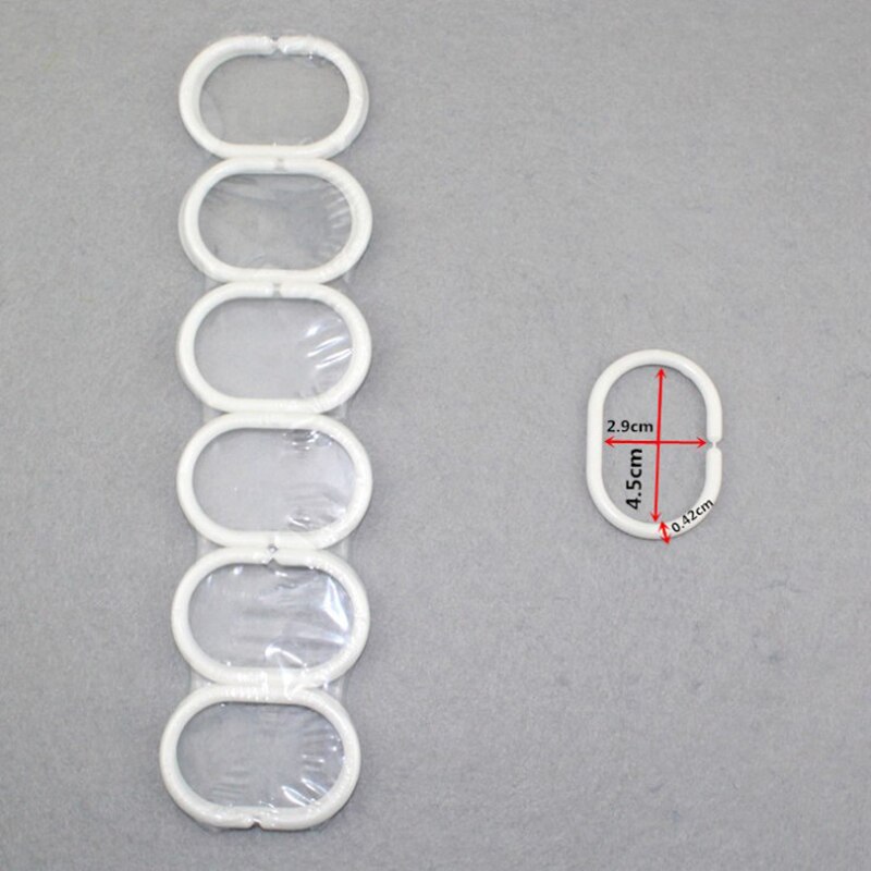 Anneaux de rideau de douche à crochet unique, 12 pièces, crochets en plastique pour salle de bain, accessoires de rideau de douche: -A2