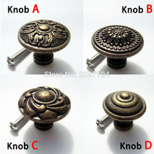 2 Pcs Antiek Messing Vintage Ronde Bloem Meubels Kast Kast Dresser Borst Kast Lade Deur Venster Handvat Pull Knop