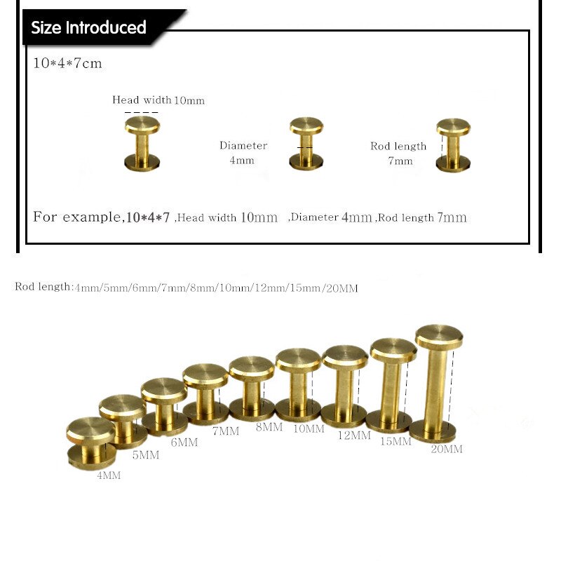 10 PC Messing Dubbele Vliegtuig Knop Stud Schroef Nagel Klinknagel Schroef Terug Lederen Riem voor Naaien Handgemaakte DIY Accessoires materiaal