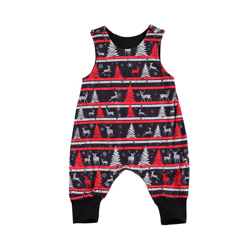 Door Mode Pasgeboren Mouwloze Romper Baby Casual Stijl Kerstboom Print Ronde Hals Jumpsuit Xmas Katoen Jongens Meisjes Rompertjes