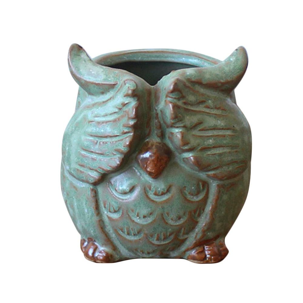 Cartoon Owl-shaped Flower Pot For Succulents Plants Ceramic Small Mini Home Office Garden Fleshy Plants Terrarium Decorations: A-6x6x7cm