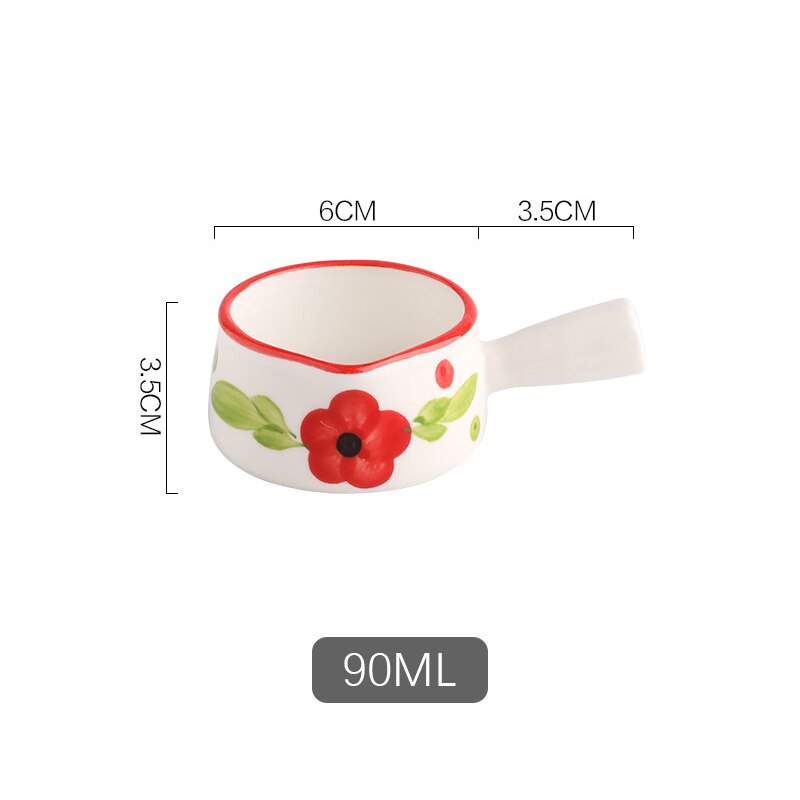 Ceramic Mini Milk Jug With Handle Japanese Sauce Saucer Coffee Sugar Bubble Pot Flower Pattern Kitchen Tableware: E