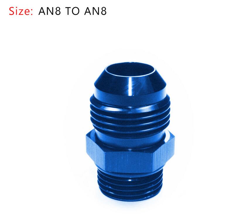 Areyourshop bil 1pc an4 an6 an8 an10 an12 npt rett fyringsolje luftslangetilpasning hannadapter blå bil biltilbehør: An8 to an8