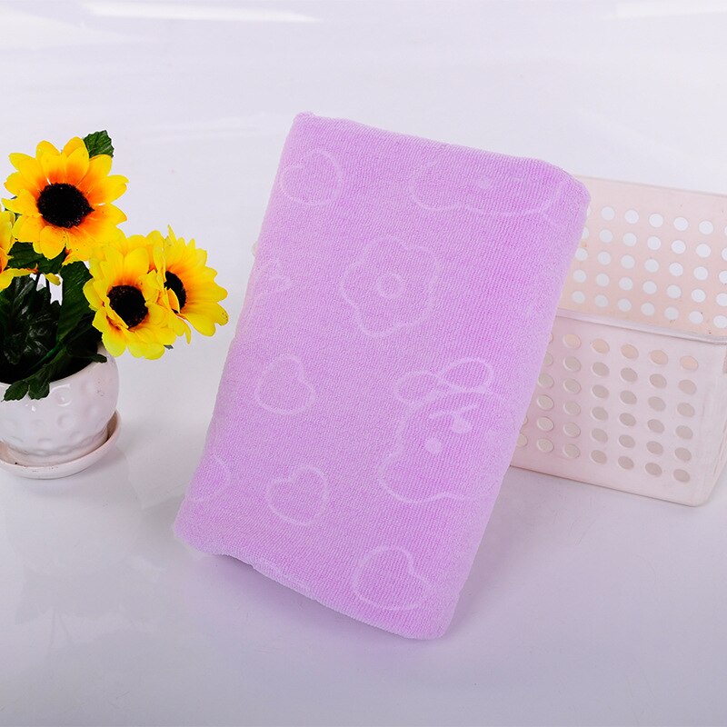 70*140 microvezel badhanddoeken met beerreliëf, strandhanddoek, schattig, comfortabel, zacht en absorberend badhanddoek: Lichtpaars