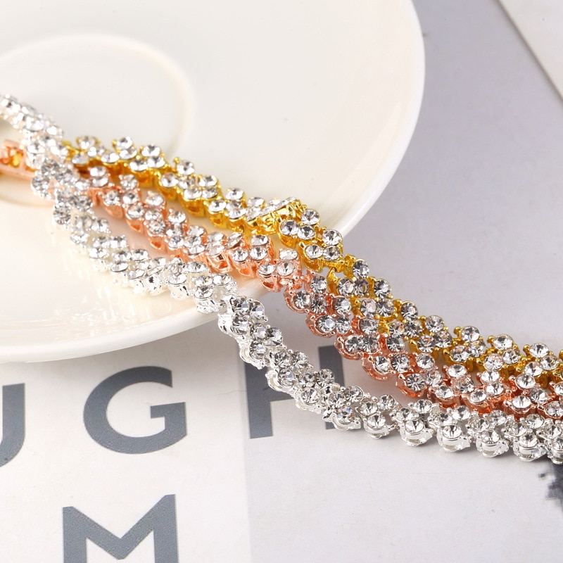 Enkele Rij Strass Armband Voor Vrouwelijke Charme Rome Kristal Armbanden Vrouwen Bruids Bruiloft Sieraden