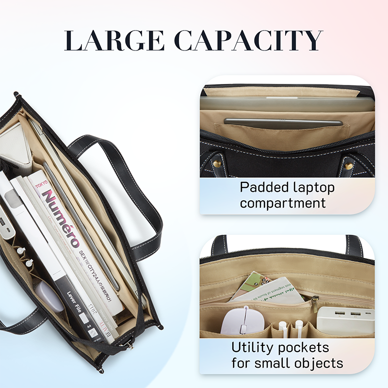 Missnine Tote Bag Canvas Laptoptas Reiskantoor College Handtas 15,6 inch Laptop Werkschoudertassen Casual aktetas