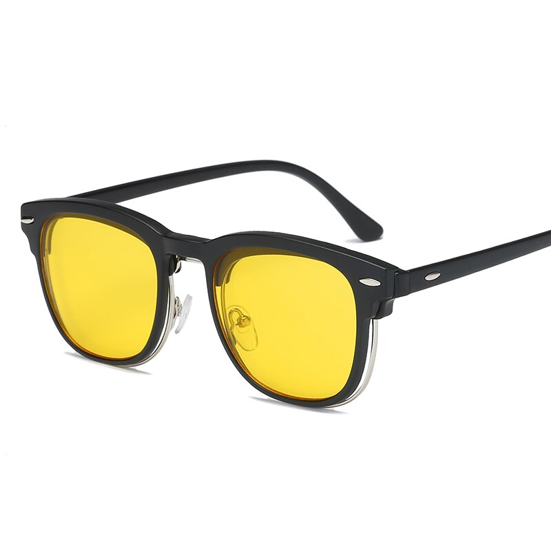 Clip on Sunglasses clip on glasses half frame Men Women mirror clip Sun Glasses Night Vision Driving sunglasses for men: C2