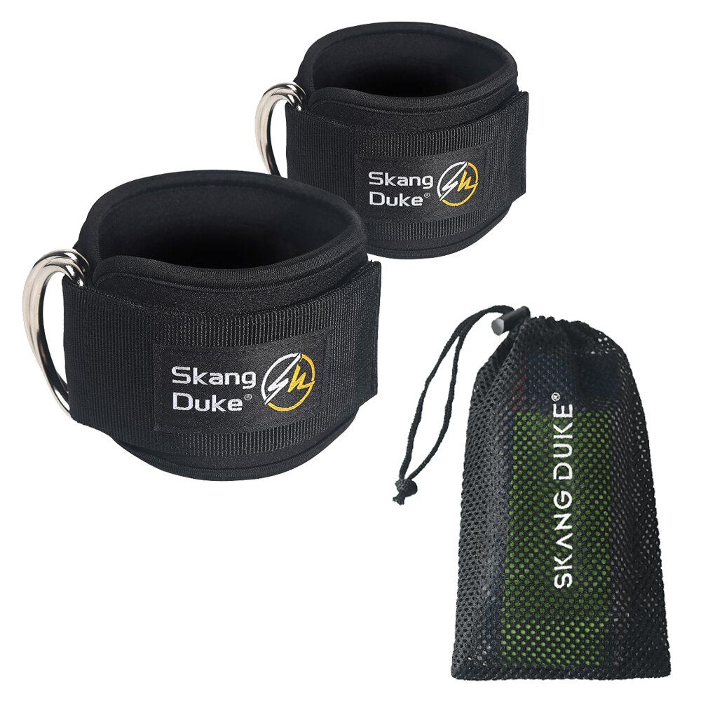 Fitness Ausrügestochen Fitnessstudio Knöchel Gurt gepolstert Doppel D-Ring Einstellbar Knöchel gewicht Bein Ausbildung befestigen Unterstützung Sport Sicherheit Entführer: YD11-2stck tasche schwarz