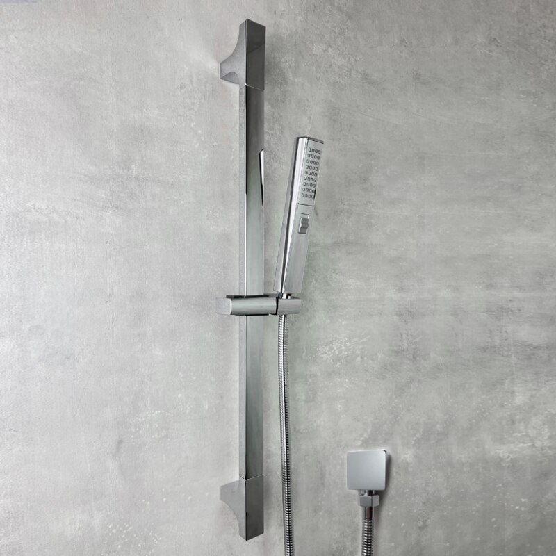 2 Functions ABS Hand Shower Sliding Bar Set Bathroom Fixture Adjustable Holder with Brass Connector Plug Chrome Matt Black