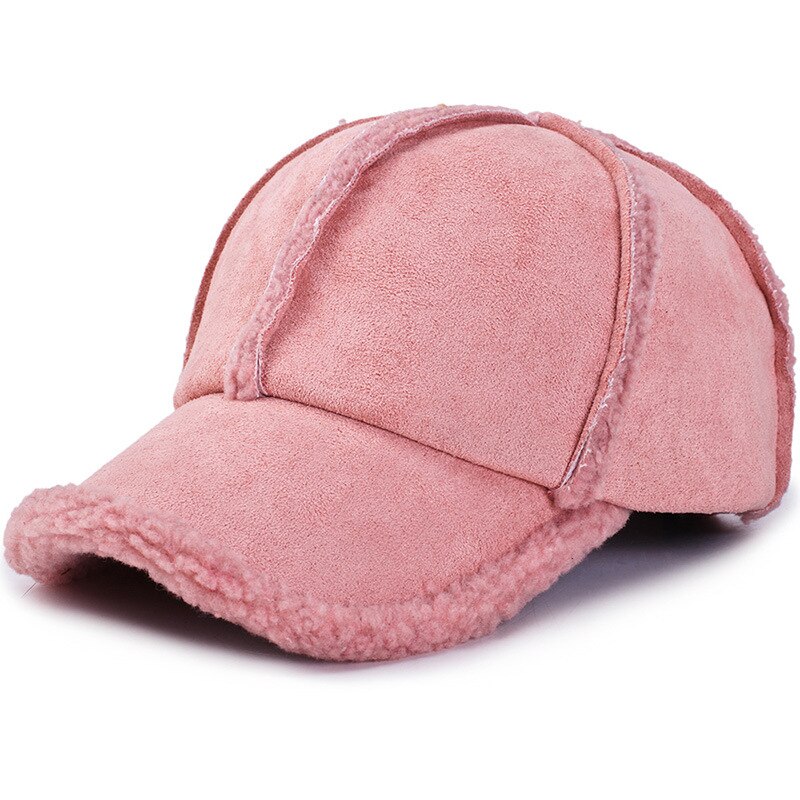 Vinter baseballcap til kvinner menn fuskepels fløyel varm pluss justerbar casualunibeauty: Rosa