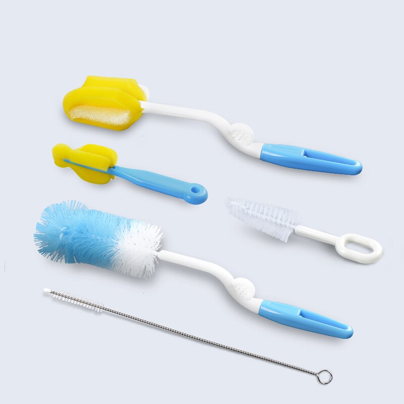 Ensemble de 5 brosses à biberon en plastique, éponge, nettoyeur de bouteilles, pince à mamelon, bouteille de lait en verre, paille de nettoyage, alimentation