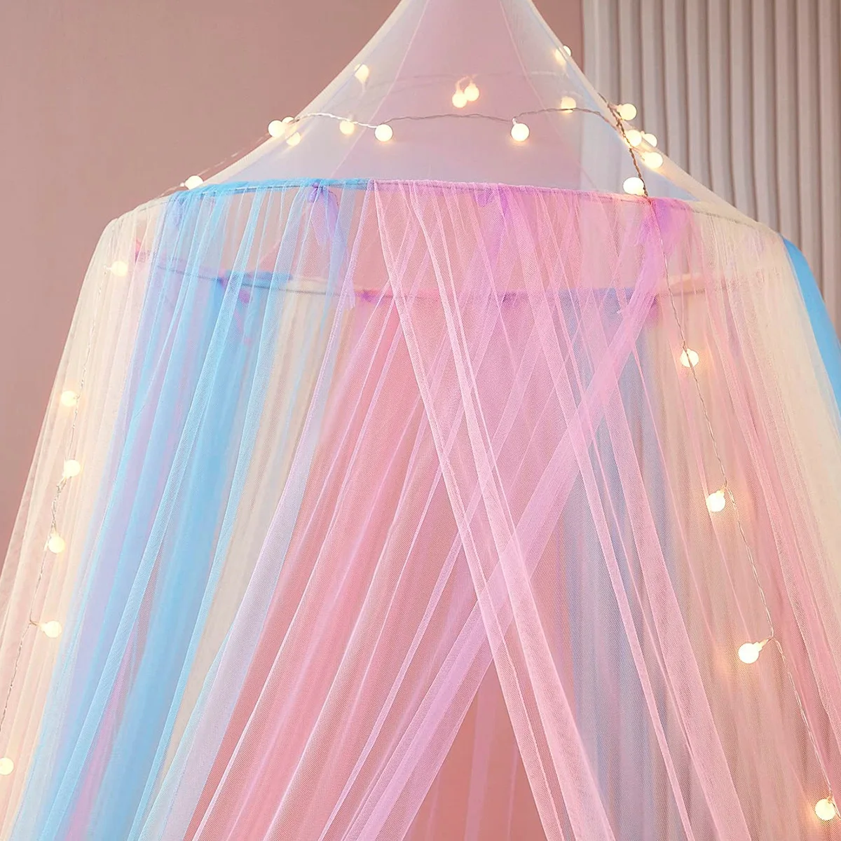 Cama de arco-íris dossel poliéster mosquiteiro princesa cortinas de teto decoração do quarto para meninas crianças cama decoração do quarto