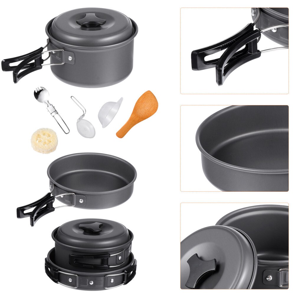 Camping Cookware Set - 7-Piece Outdoor Utensils for Hiking & Travel