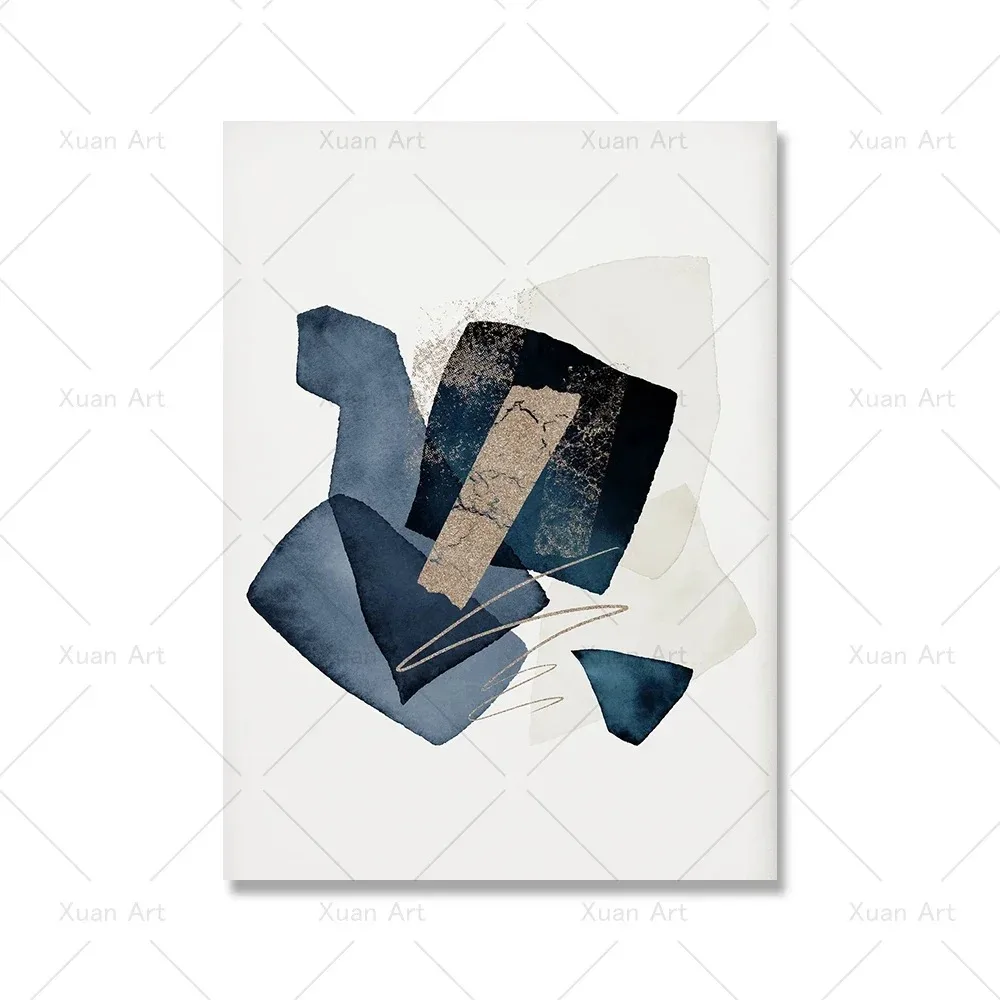 Póster geométrico de acuarela, cuadro sobre lienzo para pared abstracto azul marino nórdico, cuadro impreso moderno para oficina, decoración del hogar y habitación: Morado / 40x60