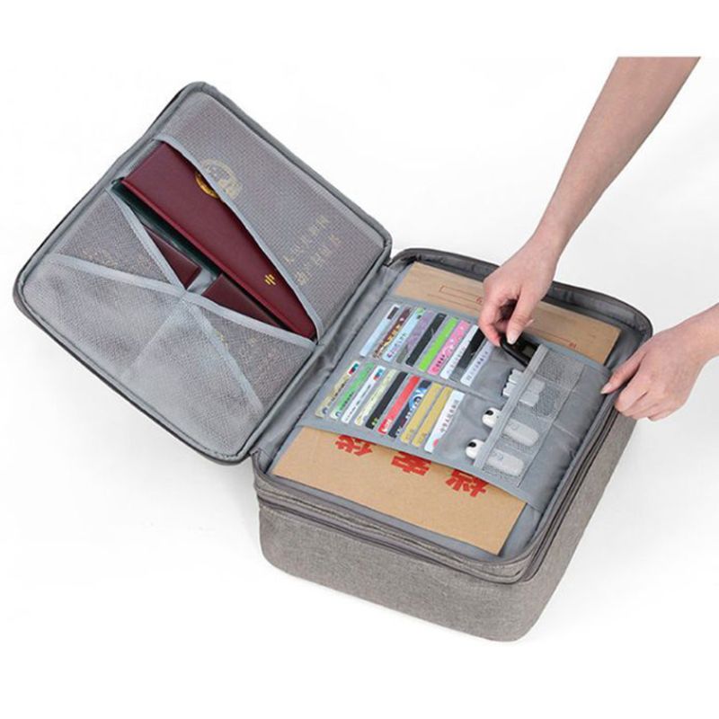 Double Layer Document Ticket Bag Zipper Storage Large Capacity Certificates Files Organizer Home Travel