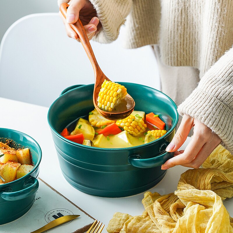 Duże miski robić zupy sałatkowej Ramen, ceramiczna szmaragdowa makaron zbożowa salaterka, Super duża miska zupy