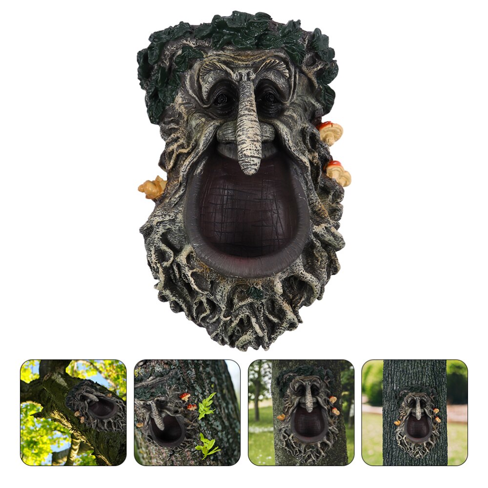 Outdoor Hanging Bird Feeder Tree Face Wild Bird Feeder Park Decoration