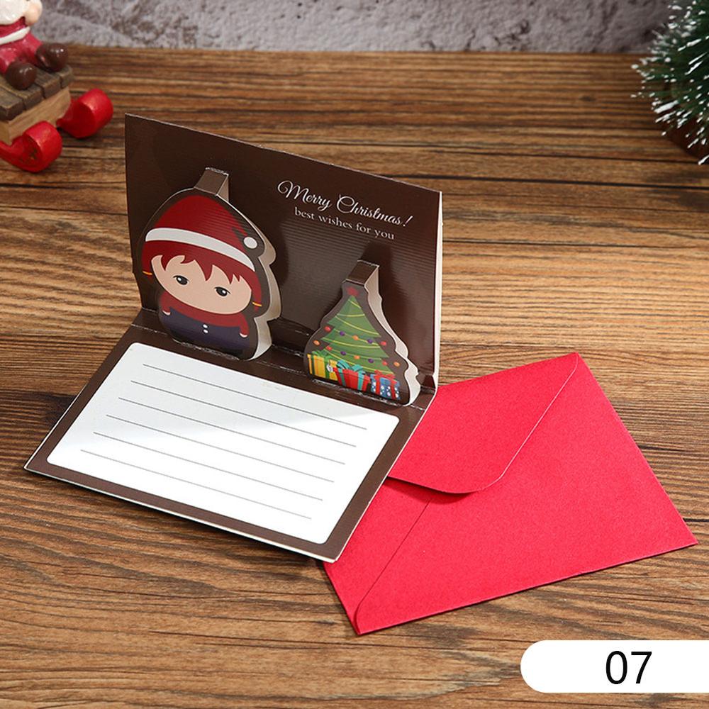 Joyeux noël bonhomme de neige cartes de bénédiction 3D dessin animé enfants Mini belle bonne année carte de voeux avec enveloppe carte postale: style6