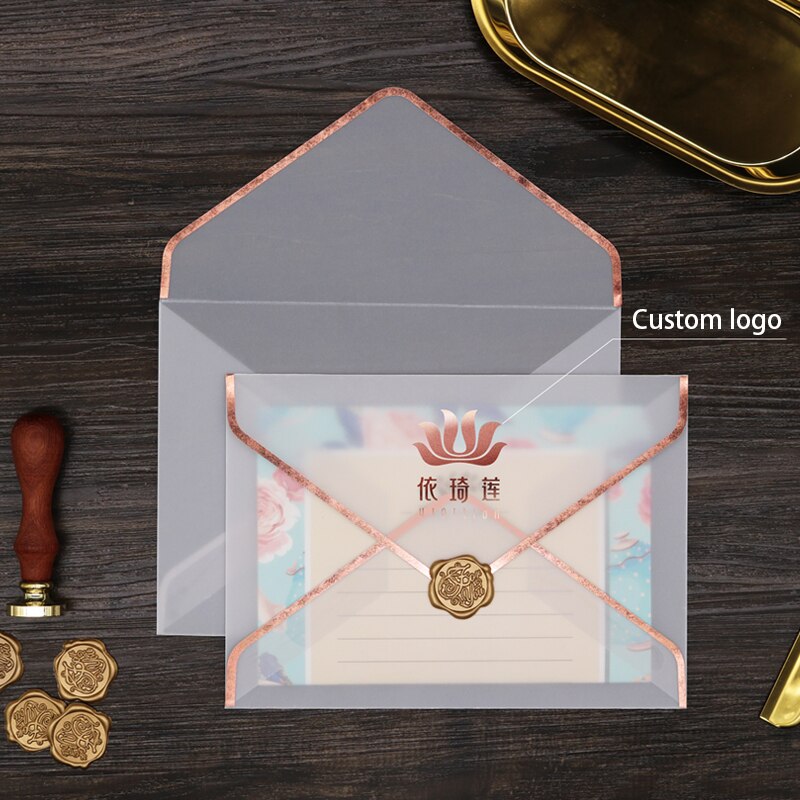 Envelope transparente encomenda sulfur5 com letras de papel ácido, envelope convite de casamento com estampa a quente