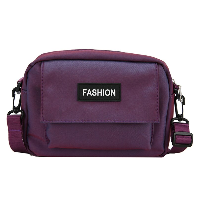 Borsa a tracolla Casual da donna in tinta unita borsa a tracolla in tessuto di Nylon borsa a tracolla per cellulare borsa cosmetica per cellulare: Purple