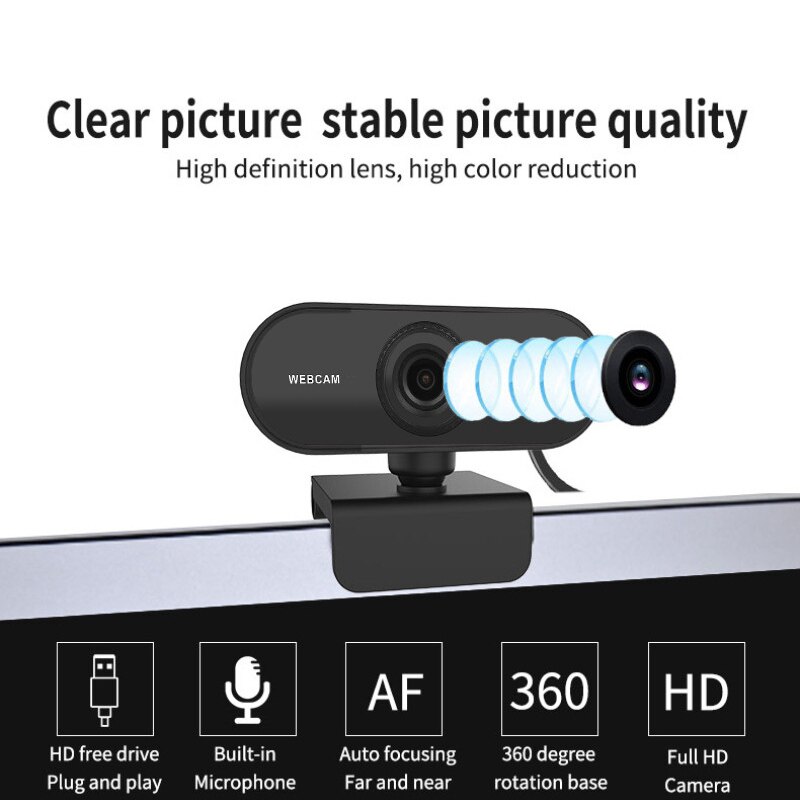 Auto Focus 2K Full HD USB Webcam With Microphone Video Call Computer Camera