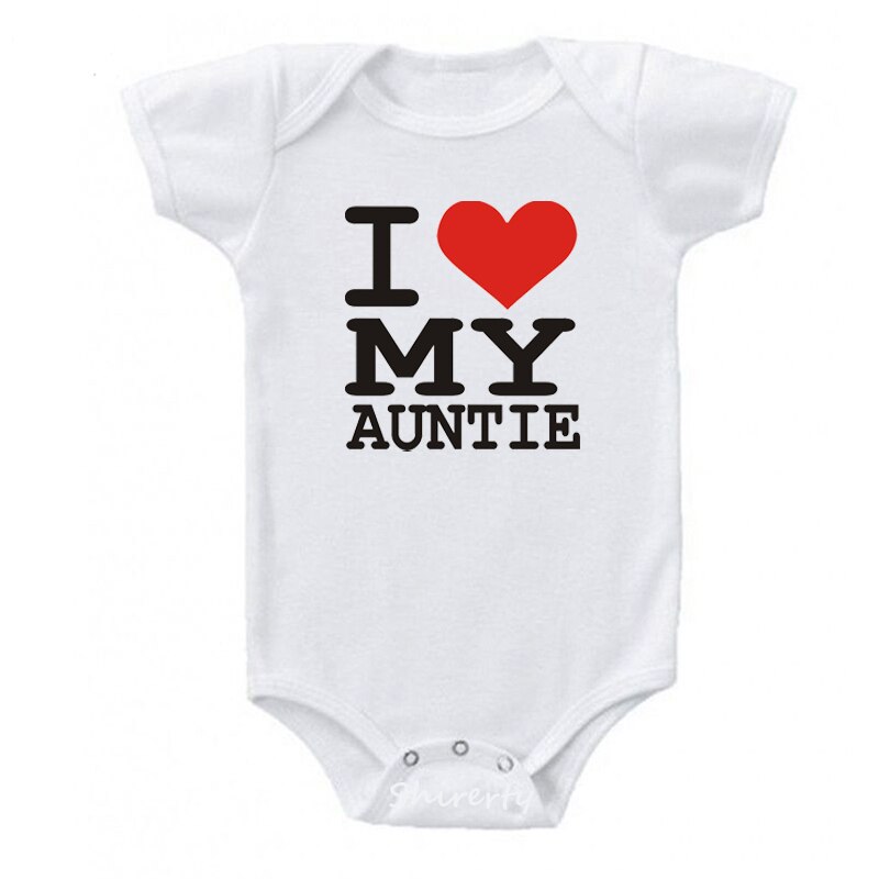 Ik Hou Mijn Tante Brief Print Zomer Baby Romper Katoen Korte Mouw Romper Voor Baby Jongen En Meisje Zomer Baby kleding 0-24M: White / Pasgeboren
