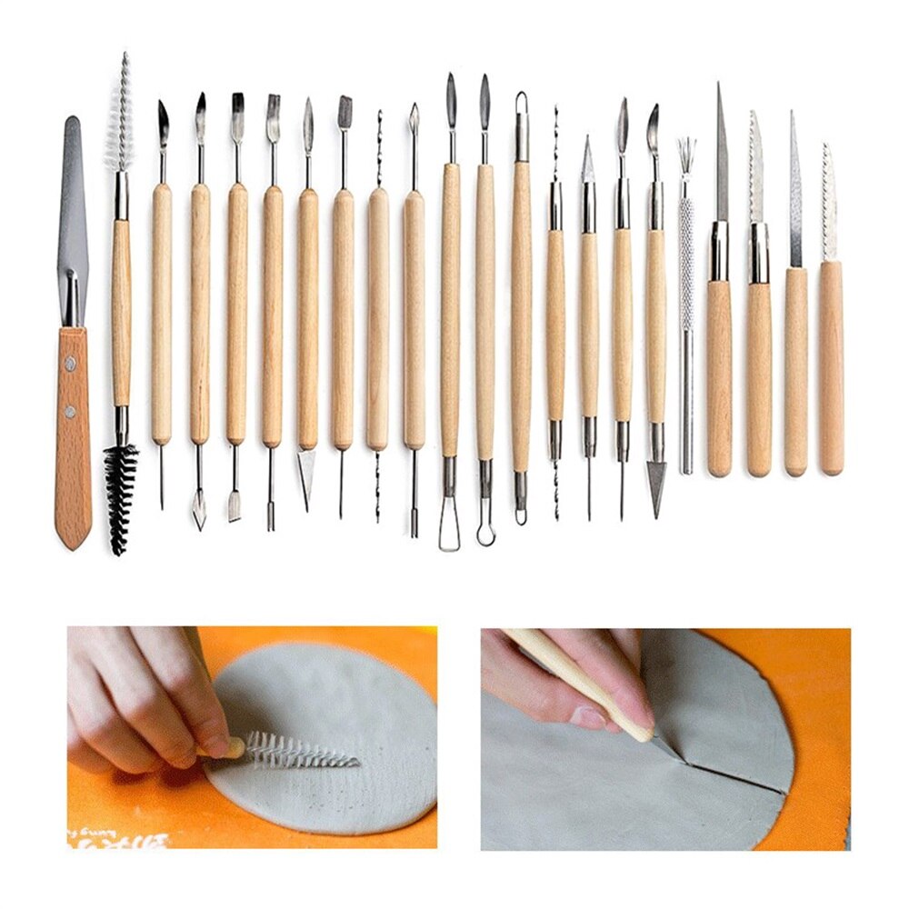 Juego de Herramientas de arcilla polimérica para modelado, Kit de pintura en roca para escultura de arcilla y cerámica, de 61 piezas