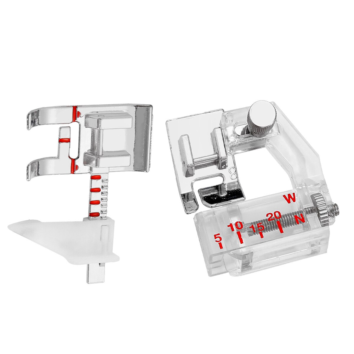 1Pc Sewing Machine accessories Adjustable Guide Presser Foot and Snap-on Adjustable Bias Binder Foot for Brother, Singer 22740-: 1 and 2