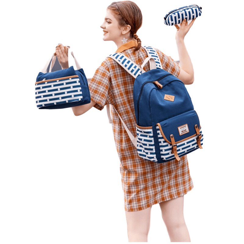 Usb Zak Vrouwen Aankomst Vrouwen Canvas Rugzak Schooltas Voor Meisjes Rugzak Rugzakken Schooltassen Reizen 3 Pcs