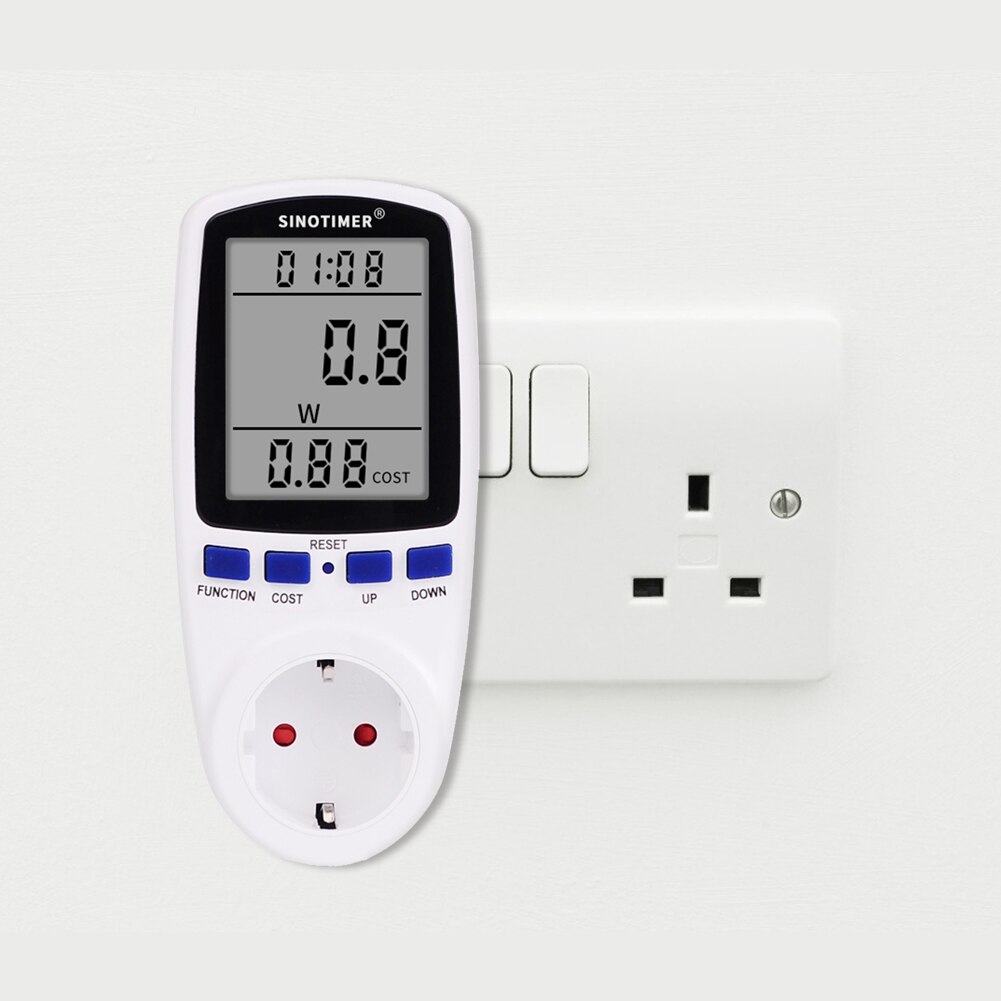 Elektrisitet digital monitor meter stor lcd display analysator husholdning intelligent digital spenning wattmeter overvåking socket