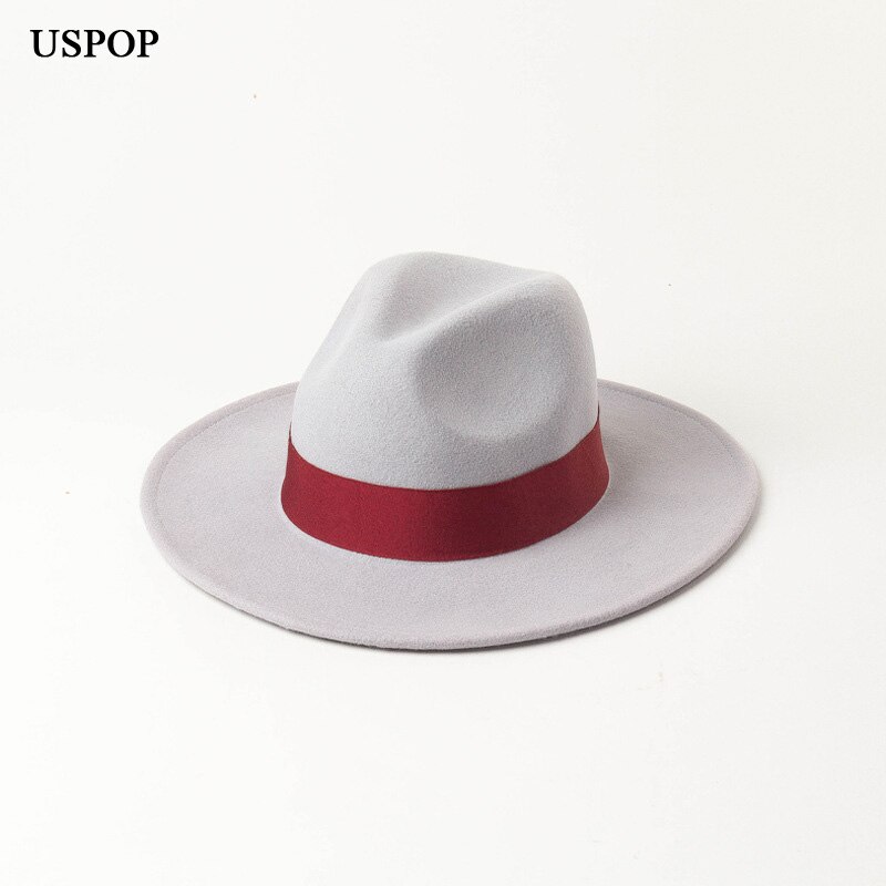 Uspop Vrouwen Wol Hoed Geweven Wol Fedora Hoed Casual Mode Multi-color Lint Wol Jazz Hoeden