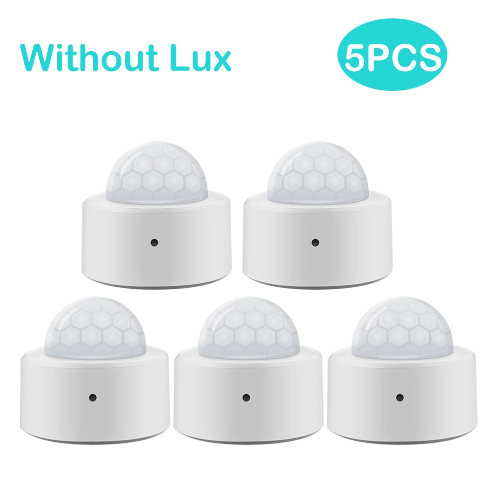 Tuya Zigbee Mini PIR Motion Detector With Lux Light Sensor Passive Infrared Security Burglar Alarm Works With Tuya Hub: Without Lux 5pcs