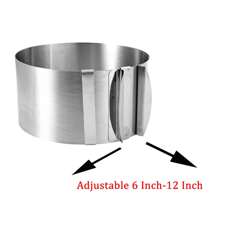 1Pc Retractable Stainless Steel Circle Mousse Ring Cake Baking Tool Set Size Shape Adjustable Bakeware Silver ZXH: 6-12 Inch
