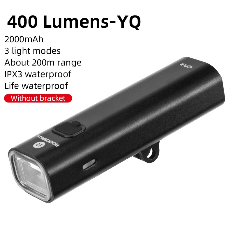 ROCKBROS-Foco de manillar delantero para bicicleta, linterna LED para ciclismo, accesorios para bicicleta de montaña: YQ-ZJQD400LM
