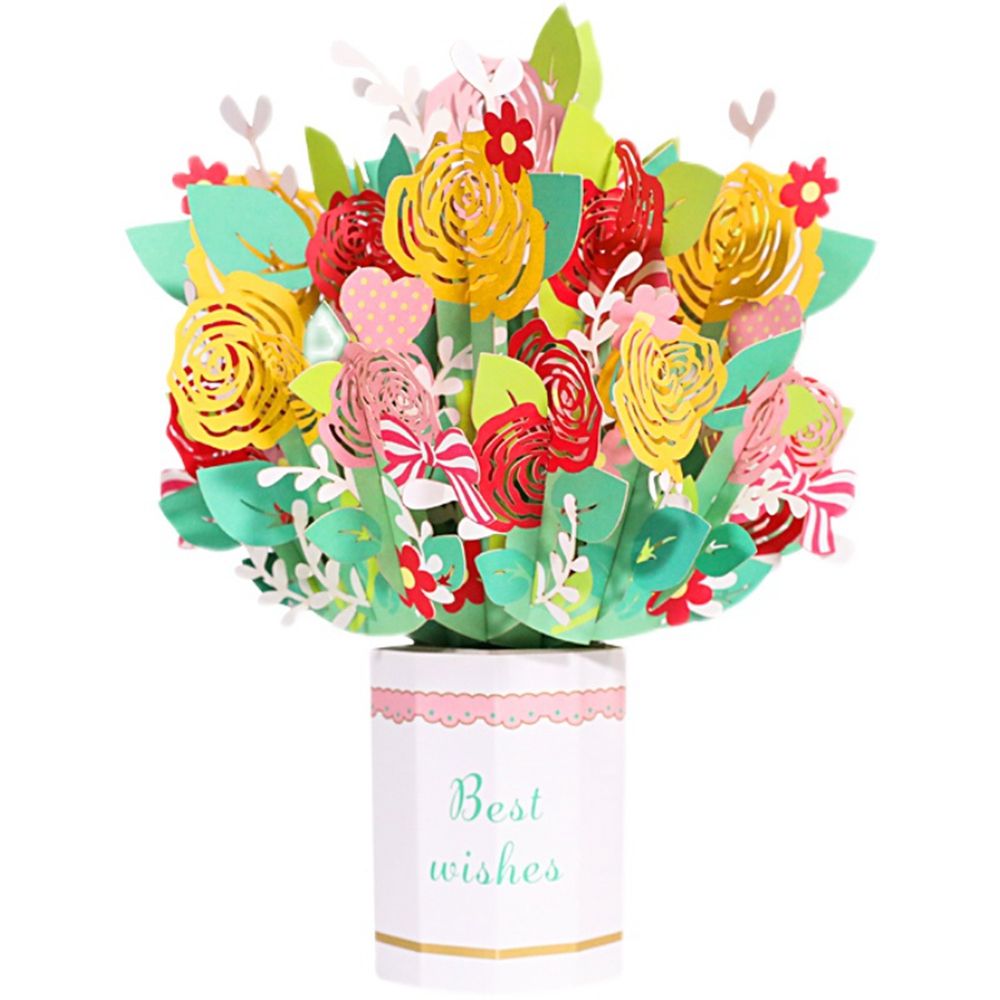 3D Pop Up Greeting Cards Cut Post Beautiful Flower Card for Wife Mother Birthday Christmas Valentine Day Party Wedding: multicolor