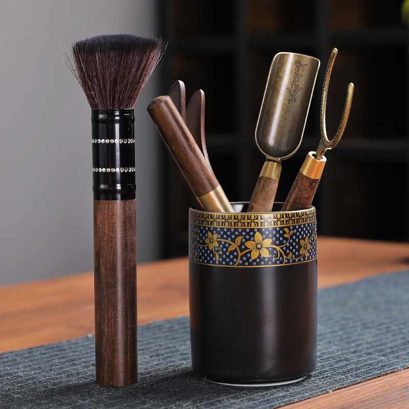 Tea Art Sandalwood Tea Ceremony Tea Set Accessories Chinese Ceramic Pen Holder Tea Clip Tea Spoon Set Tea Infuser: Style 01
