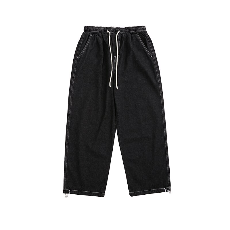 Inflation sorte jeans herre stil elastisk talje stretch lige denim bukser mænd hip hop bukser 3229w: Sort / Xl