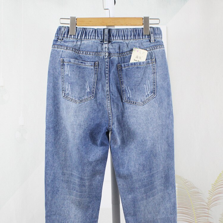 Kvinde sommer kæreste mor harem jeans til kvinder plus size loose fit ankellang denim bukser koreansk stil pantalon mujer