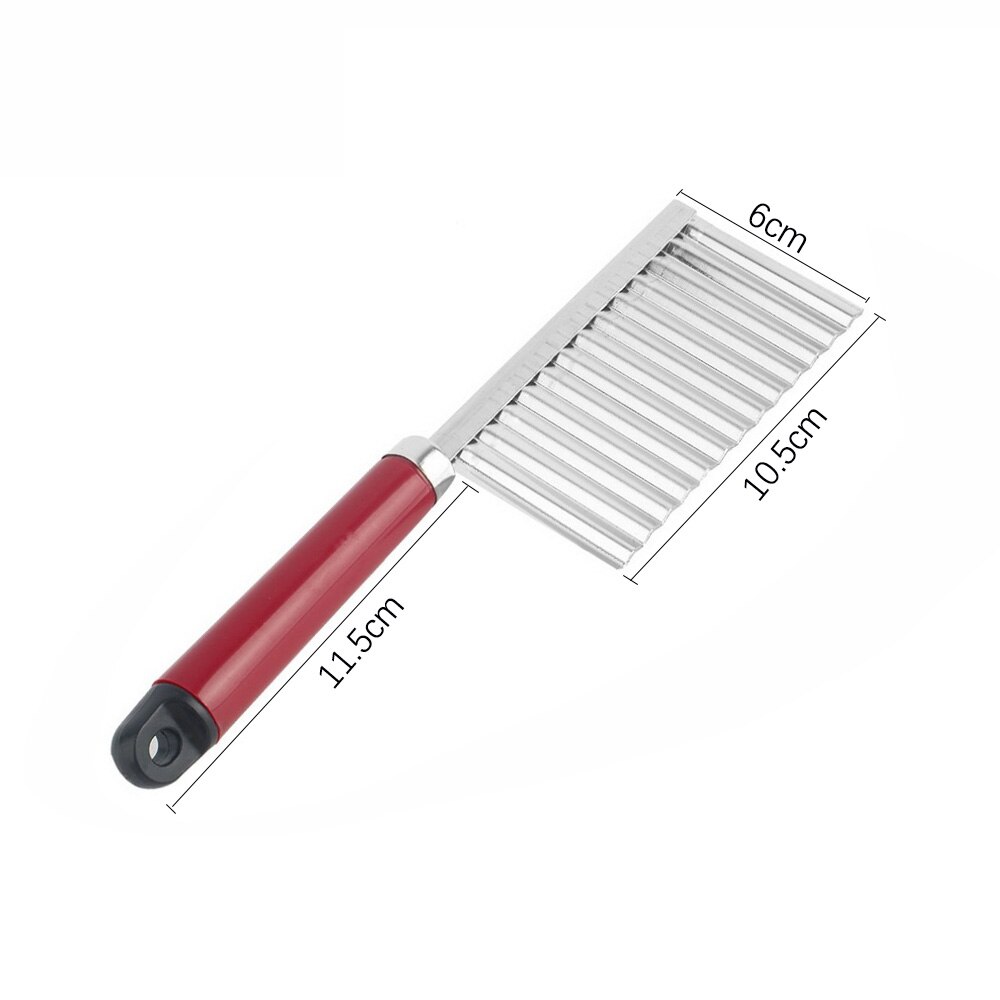 Stainless Steel Potato Wavy Edged Knife French Fry Slicer Potato Crinkle Cutter withProtective Case Fruit Vegetable Wavy Chopper: long cutter