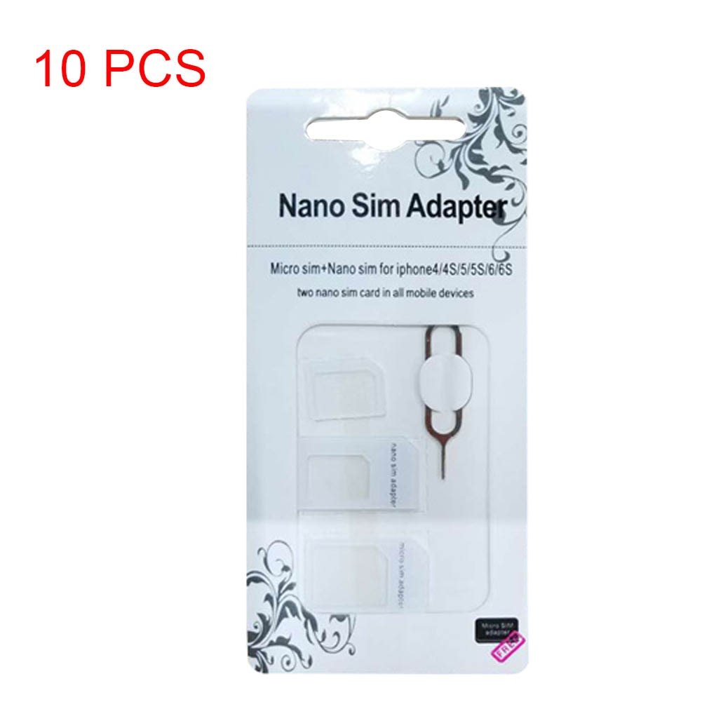 10 Set Nano Micro Mini Standaard Sim-kaart Adapter Kit Set Adapter Gereedschap NC99