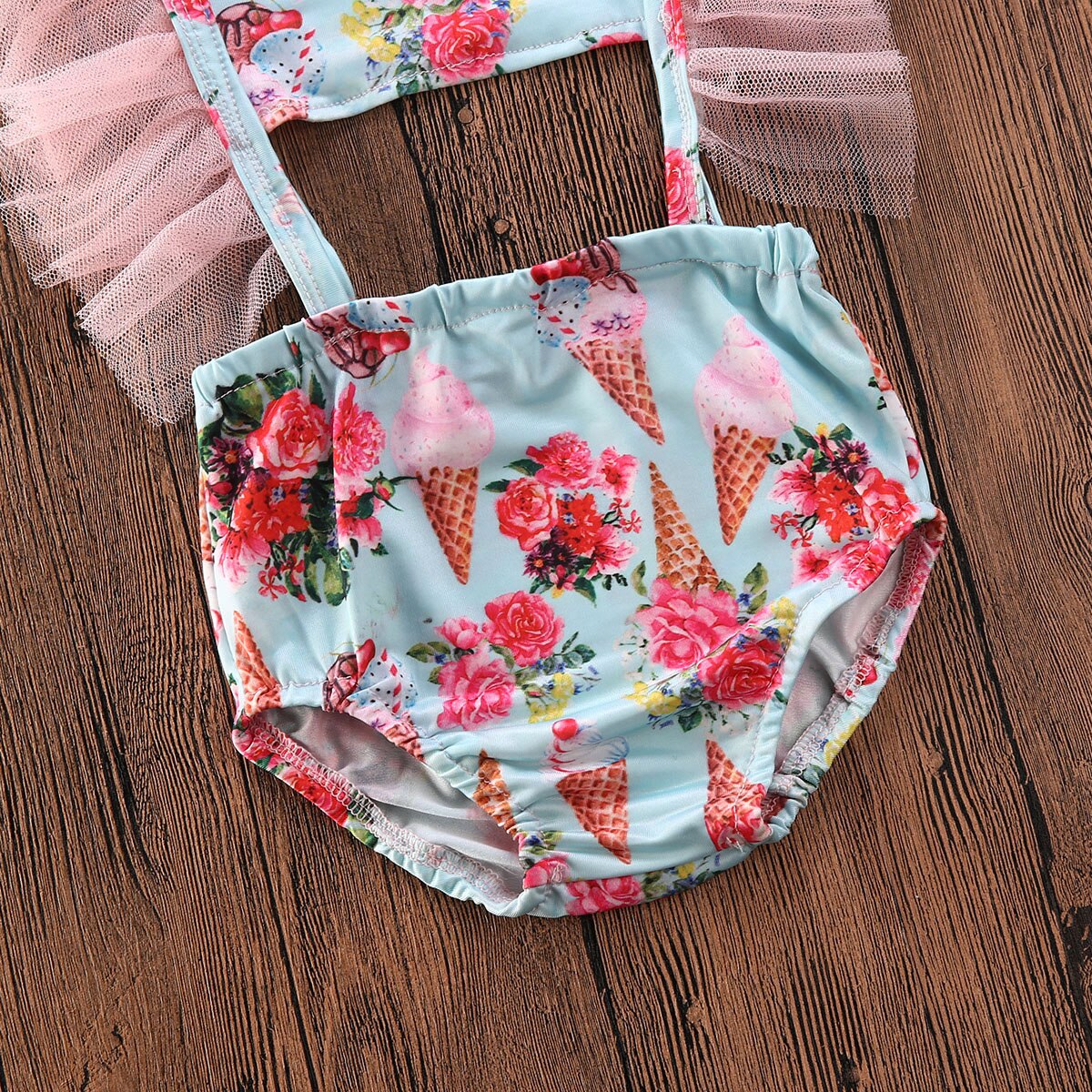 Toddler Baby Girls Bikinis Cute Kids Lace Ice Cream Swimwear Bathing Suit Bikini Beachwear Swimsuit Swimming Clothes