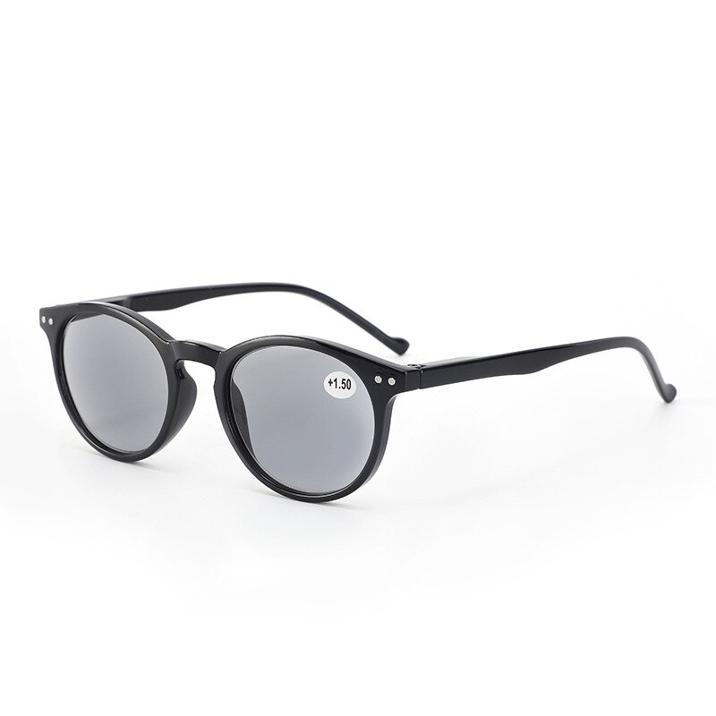 Gafas de lectura para hombre y mujer, lentes para presbicia, redondas, para hipermetropía, antiuv400, dioptrías + 1,0, 1,5, 2,0, 2,5, 3,0: Negro / +400