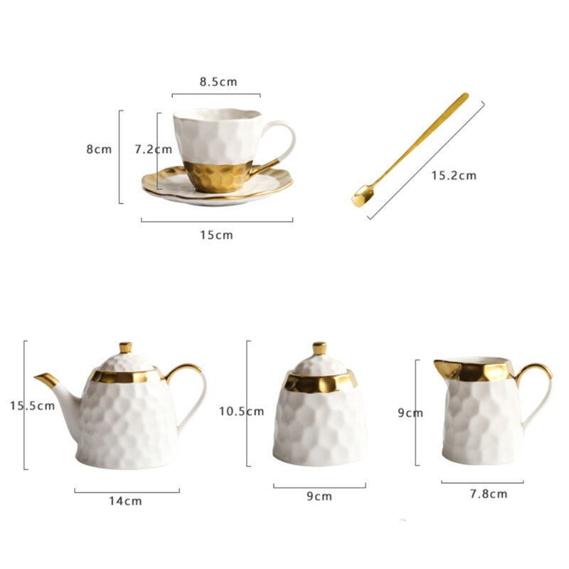 European Ceramic Simple Afternoon Tea Cup With Saucer Tea Set Household High End Coffee Pot Sugar Bowl Milk Jug Office Teapot