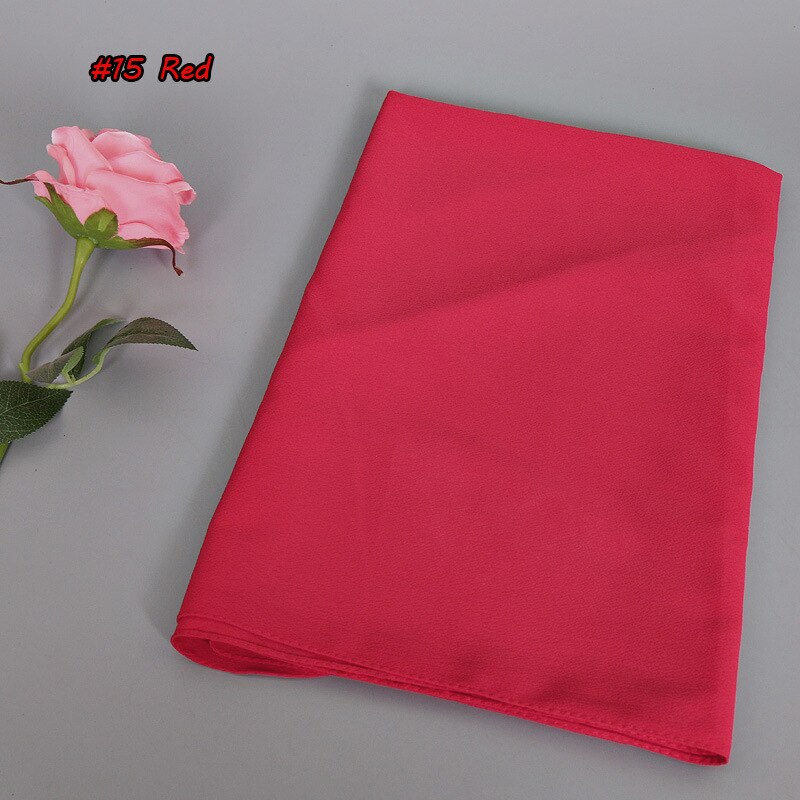 Muslimska kvinnor tjejer hijab bubbla tjock chiffong hijab sjalar wrap muslim tung bubbel chiffong enkla halsdukar/scarf 180*75cm: Röd
