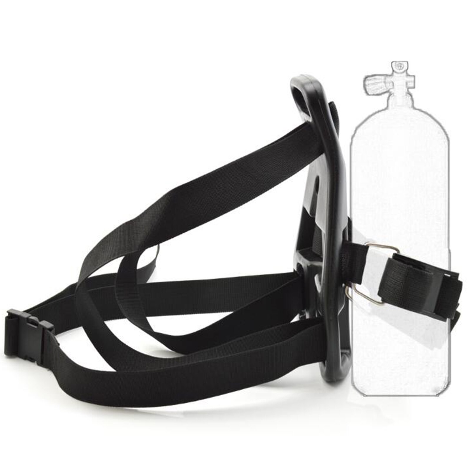Scuba Tank Scuba Tank Houder Zwart Nylon, Plastic Blijf Duiken Duiken Enkele Zuurstof Fles Ondersteuning Houder Beugel Rugzak Voor Snorkelen
