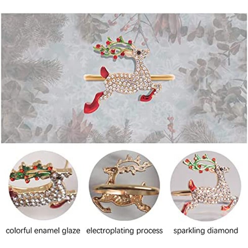 Portatovaglioli natalizi-impostato di 8 anelli portatovaglioli per la decorazione della tavola della casa del ringraziamento di natale-colorato